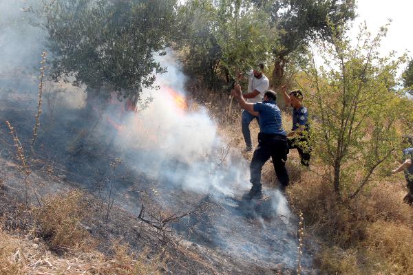 Hatay’da makilik yangını; polisler büyümesini önledi