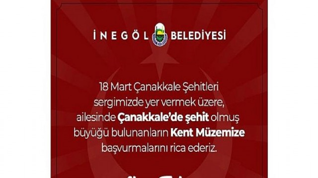 İnegöl Belediyesi’nden şehit ve gazi yakınlarına çağrı