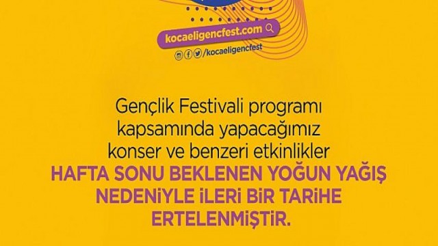 Kocaeli Büyükşehir Belediyesi’nin Gençlik Festivaline Yağmur Engeli