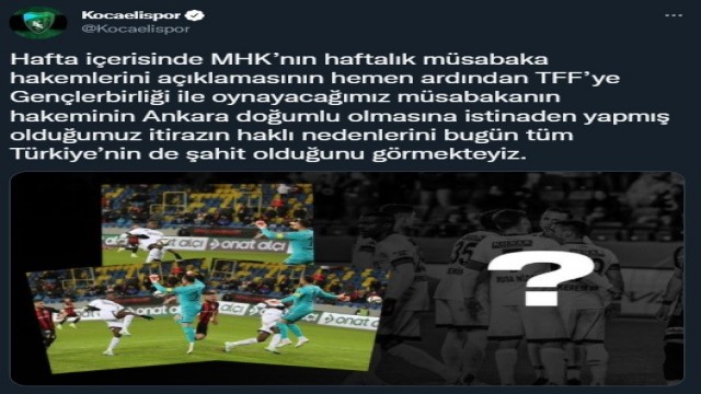 Kocaelispor’dan hakem isyanı