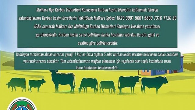 Malkara İlçe Kurban Hizmetleri Komisyonu Tarafından Kurbanlık Kesim Ücretleri Belirlendi