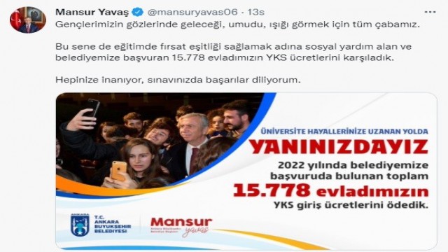 Öğrencilere sınav desteği: 15 bin 778 gencin YKS ücreti yatırıldı