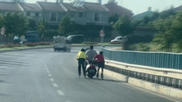 Pendik’te patenlilerin tehlikeli yolculuğu 