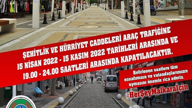 Şehitlik ve Hürriyet Caddesi Araç Trafiğine Kapatılacaktır