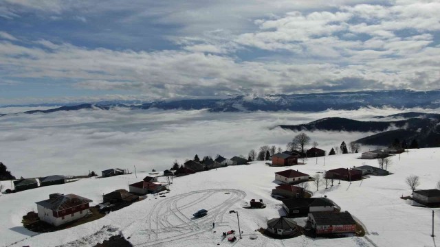 Sis denizinde yüzen Trabzon yaylaları büyülüyor