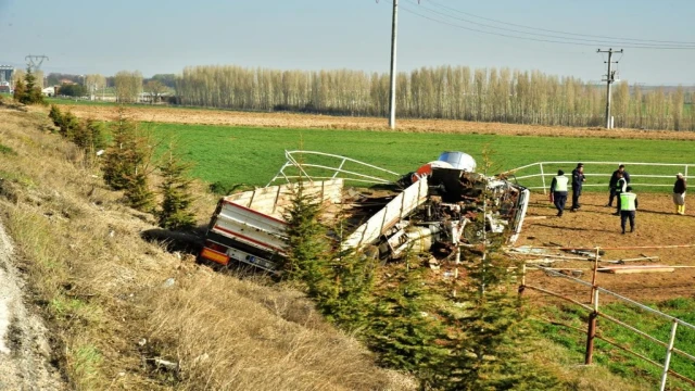 Tır at çiftliğine devrildi, 2 yaralı